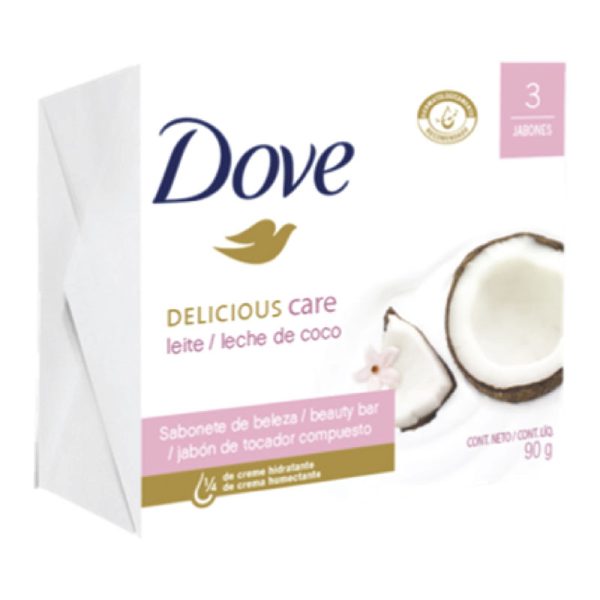 3 Jabones Dove Leche De Coco 90 Gr